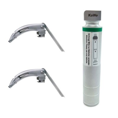 Ларингоскоп с набором клинков MEGALIGHT (№ 2,4), увеличенное световое пятно, для проведения затрудненной интубации, на батарейках,LED лампа, интегрированный световод